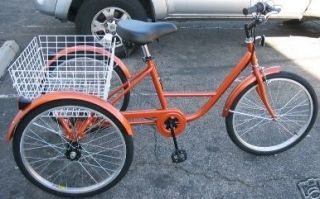 Gomier 3 Wheel Adult Tricycle 24 Trike 6 Speed Bike Orange