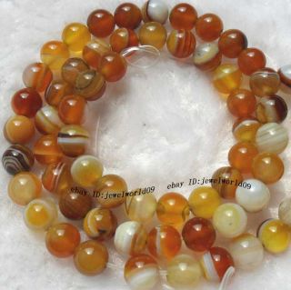 6mm brown stripe agate round loose beads 15