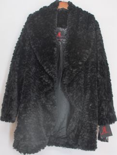 Adrienne Landau Cocoon Jacket w/ Shawl Collar & Pockets Black Sz L NEW 