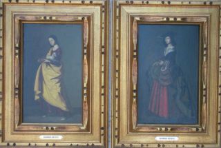 GEORGES DECOTE SAINT AGNES & ST MARINA PAINTINGS FRENCH 19TH CENTURY 