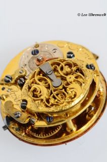 RARE J Aimé Gaudy Enamel Verge Pocket Watch in 18K Outer Case