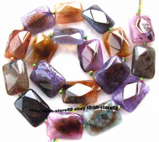 crack agate 15x20mm flat oblong faceted beads 15