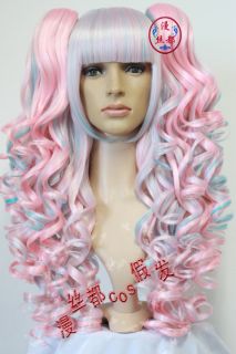 Magnificent Airy Curl Pink and Blue Cosplay Party Wig
