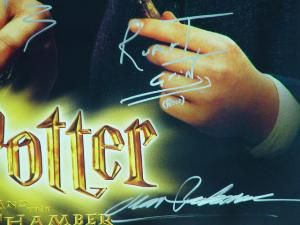 Harry Potter Chamber Secrets Movie Poster Signed 8 Sigs