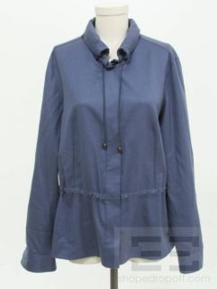 Akris Punto Slate Blue Wool Button Front Belted Jacket Size US 12