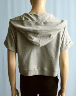 Aiko Knit Hoodie Cropped Jacket sweat Shirt Gray s $195
