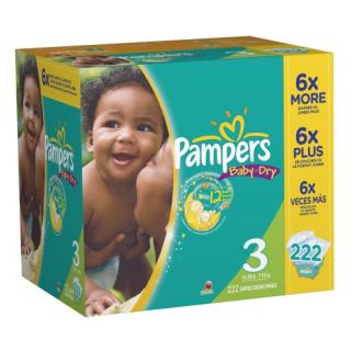 Pampers Baby Dry Diapers Economy Pack Plus Size 3 222 Count