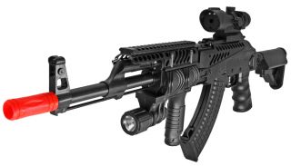 New Tactical AK47 Airsoft Gun with Pistol. Includes Flashlight and 