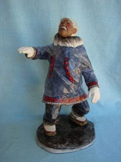 Alan Johnson Alaskan Eskimo Figurine Figure 1983 Kakairnok 13 5 tall 