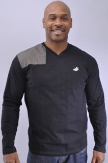 New Mens Akoo Solutions Caviar Black Long Sleeve V Neck Shirt Size 2XL 