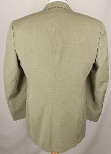 40 R Austin Reed Wool Olive Green Windowpane Sport Coat Jacket Suit 