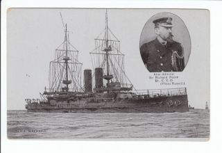 HMS Albemarle Rear Admiral Poore Ship Captain Old Postcard Vintage 