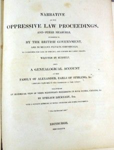 Oppressive Law Proceedings 1836 Genealogy Alexander Stirling Canada 