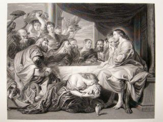 After Rubens 1854 LG Folio Steel Engraving Mary Anointing The Fleet of 