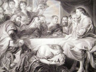 After Rubens 1854 LG Folio Steel Engraving Mary Anointing The Fleet of 