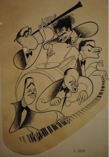 Al Hirschfeld Signed Lithograph of Five Jazz Greats Valued at 20K 