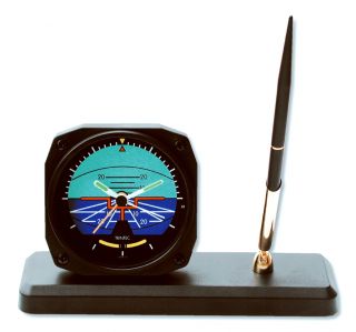   Aviation Artificial Horizon Alarm Clock Desk Pen Set Brand New