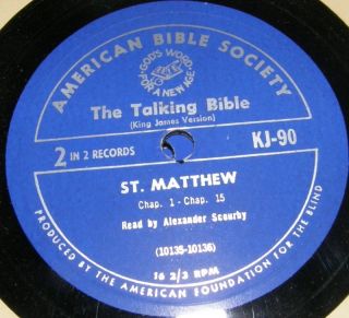 Alexander Scourby New Testament KJV Bible 16 2 3 RPM Vinyl LP 15 