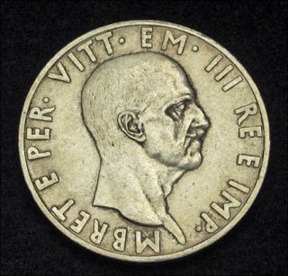 1939, Albania (Italian Occupation). Large Silver 10 Lek Coin. aXF