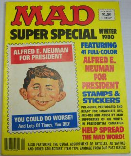 Mad Magazine Alfred E Neuman for President Winter 1980 091712R