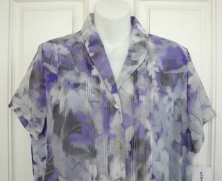 NWT ALFRED DUNNER LINNING BUTTON DOWN SHIRT Sz14 VIOLETS ARE BLUE $ 
