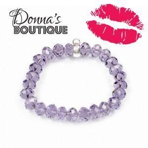 Beautiful Purple Quartz Beaded Silver Charm Bracelet Thomas Sabo Style 