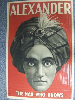 Original Alexander The Man Who Knows Magic Mystical Poster RARE 28 x 