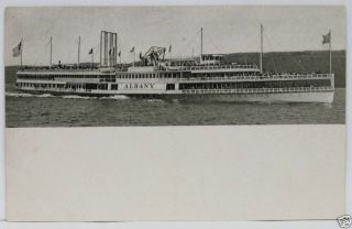 1900s Postcard Hudson River Day Line Steamboat Albany