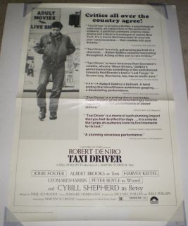 TAXI DRIVER MOVIE POSTER 1 SHEET ORIGINAL REVIEW ROLLED 27x41