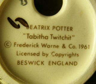 tabitha twitchit beswick beatrix potter figure back mark as shown 