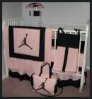 Custom New Michael Jordan Pink and Black Crib Bedding Set