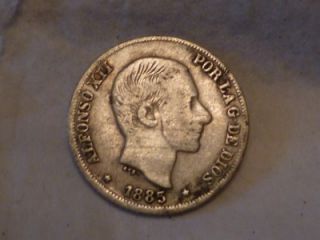 spain ten centavo 1885 alfonso xii higher grade silver coin
