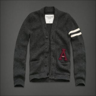 Abercrombie Fitch Mens 2011 Algonquin Collegiate Cardigan Grey Sweater 