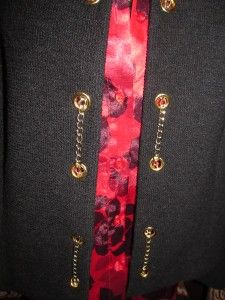 Alex Marie Woman Jacket Black Textured & Gold Chain Trim 16W  Perfect 