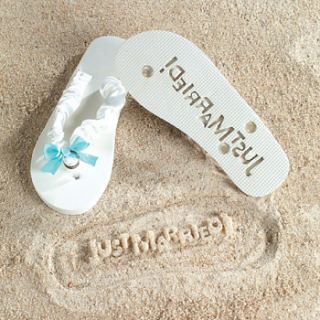 Just Married Flip Flops Size 7 8 New SEALED Packaging