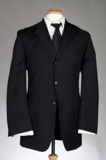 Vtg Alexandre London Savile Row Black Pinstripe 2 Piece 47 L Wool Suit 