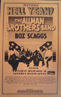 Allman Brothers Original Concert Poster San Diego 1973