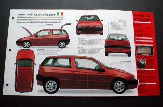 1998 Alfa Romeo 145 Cloverleaf Unique Imp Brochure 98