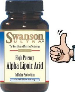 Swanson High Potency Alpha Lipoic Acid 600mg 60caps ea Bottle