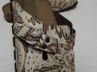 Alpro Birkenstock Clogs Shoes Cream Brown Print Slip Resistant Size 38 