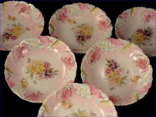   Prussia Poppy Germany Saxe Altenburg Pink Porcelain Berry Bowls