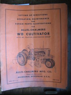 TM 10 Allis Chalmers Manual PART WD CULTIVATOR WITH WC TRACTOR 