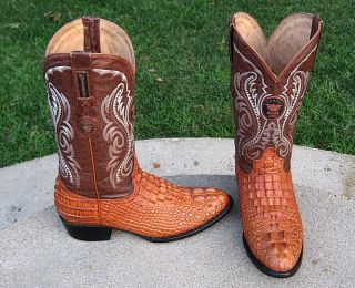 Cowboy El General Embossed Alligator Tail Designer Boots Mens 8D 