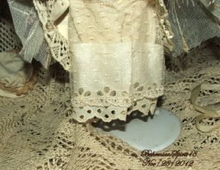 Antique German Armand Marseille Alma Bisque Human Hair Lace Dress Doll 