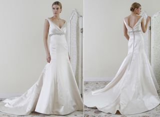 Elegant Silk Valenta V Neck Wedding Dress MDL Alvina