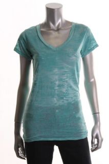 Alternative Apparel New Green Burnout V Neck Short Sleeves T Shirt Top 