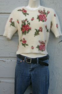 Express Tricot Angora Blend Knit Short Sleeve Sweater Top