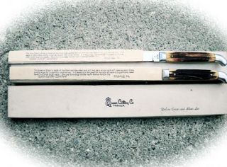 1960s Vintage Kitchen Knives Queen Cutlery de Luxe Carver Slicer Set 