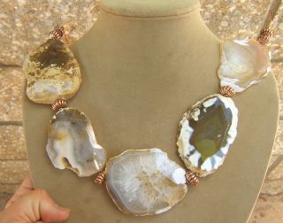   Druzy Crystal Gems Pendant Necklace Couture Amber Colored Geode