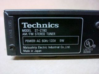 Vintage Technics Tuner Synthesizer Am FM Stereo Tuner St Z780 Made in 